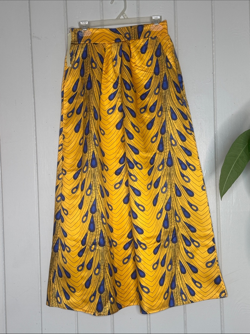 Bright Yellow & Blue Printed Maxi Skirt